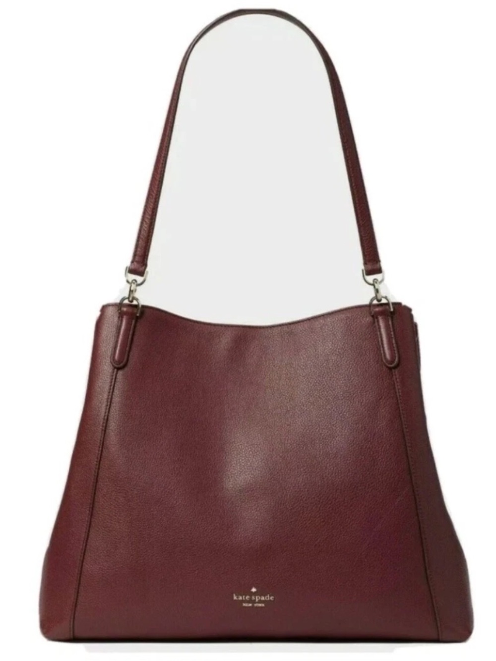 Kate Spade Jackson Cherrywood Pebbled Leather Large Satchel Tote Shoulder Bag